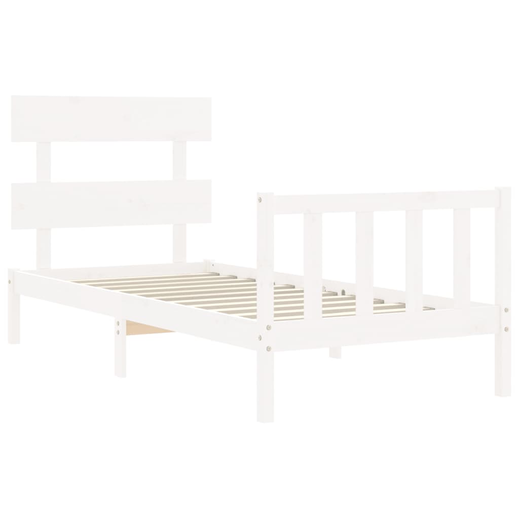 vidaXL Estructura de cama con cabecero madera maciza blanco