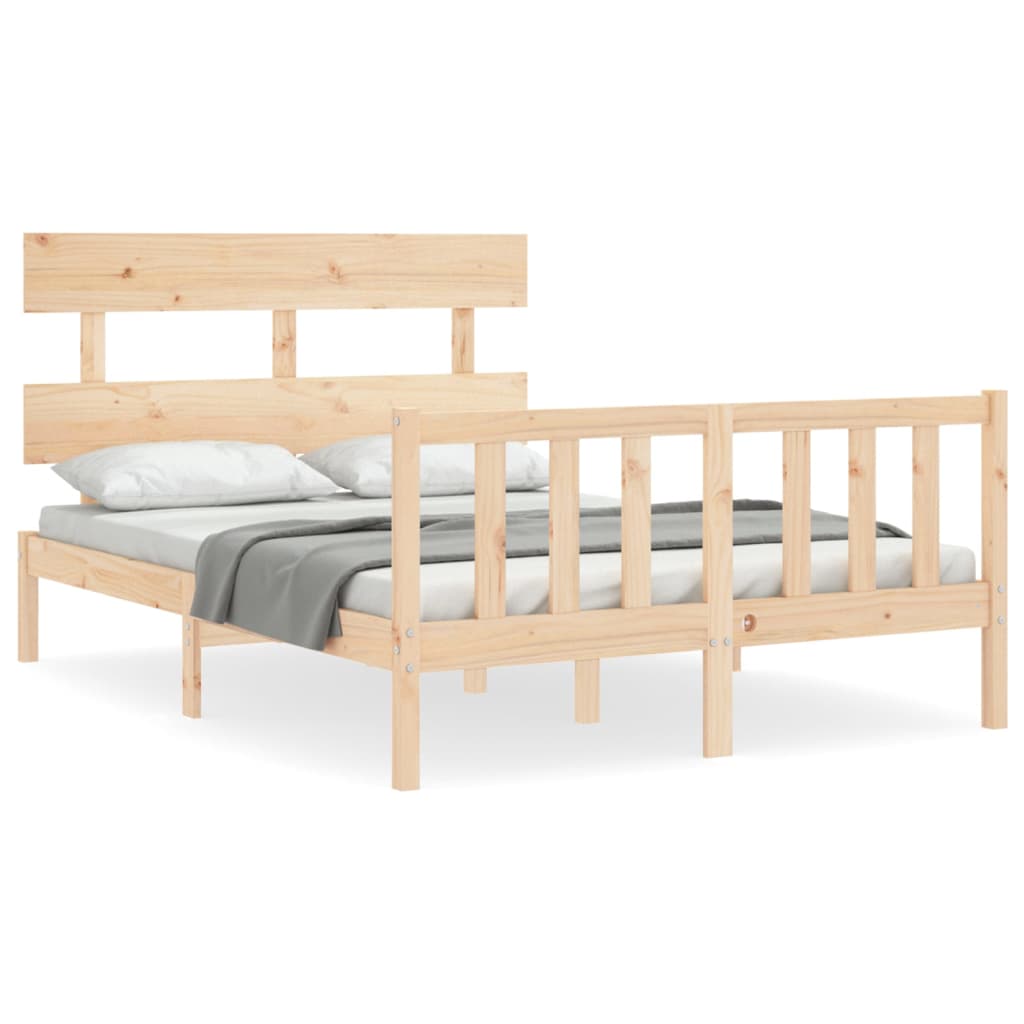 vidaXL Estructura de cama de matrimonio con cabecero madera maciza