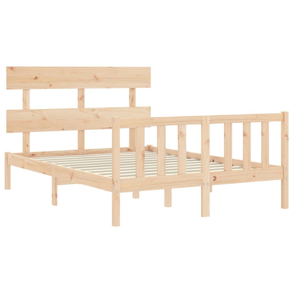 vidaXL Estructura de cama de matrimonio con cabecero madera maciza