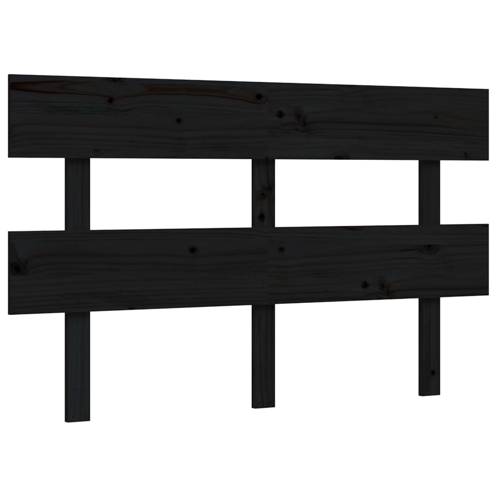 vidaXL Estructura de cama con cabecero madera maciza negro 140x190 cm