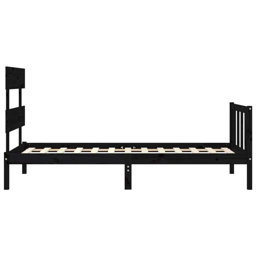 vidaXL Estructura de cama con cabecero madera maciza negro 100x200 cm