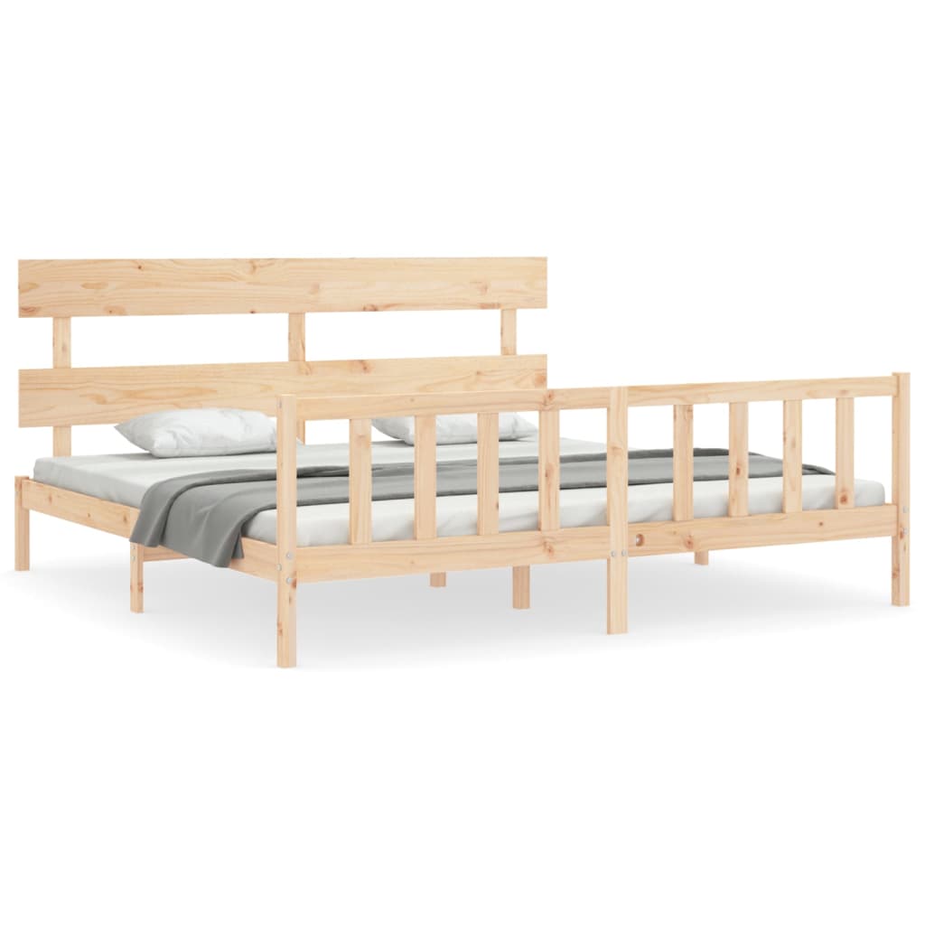 vidaXL Estructura de cama de matrimonio con cabecero madera maciza