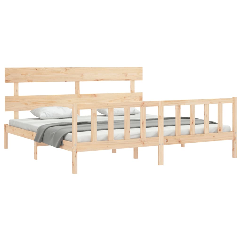 vidaXL Estructura de cama de matrimonio con cabecero madera maciza