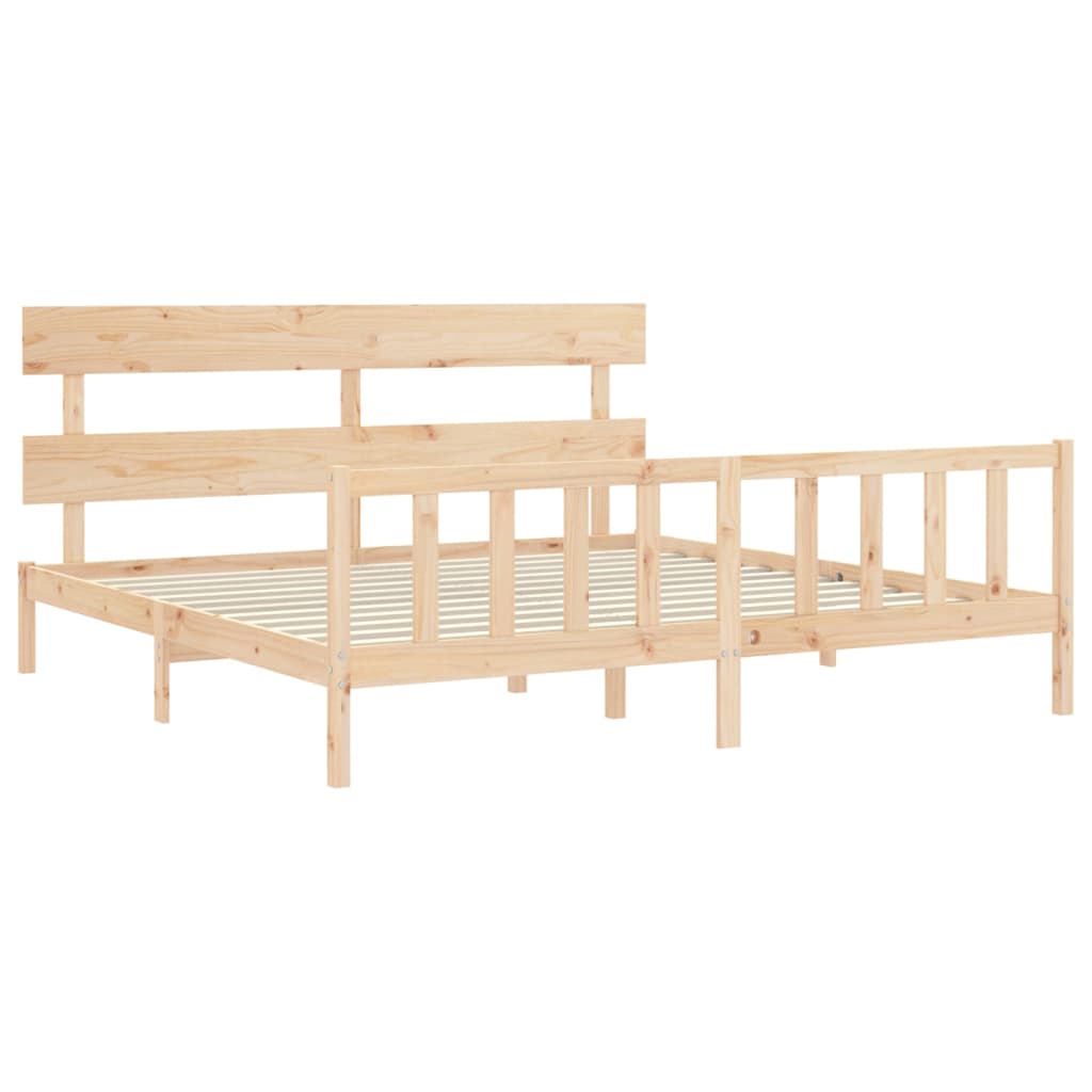 vidaXL Estructura de cama de matrimonio con cabecero madera maciza