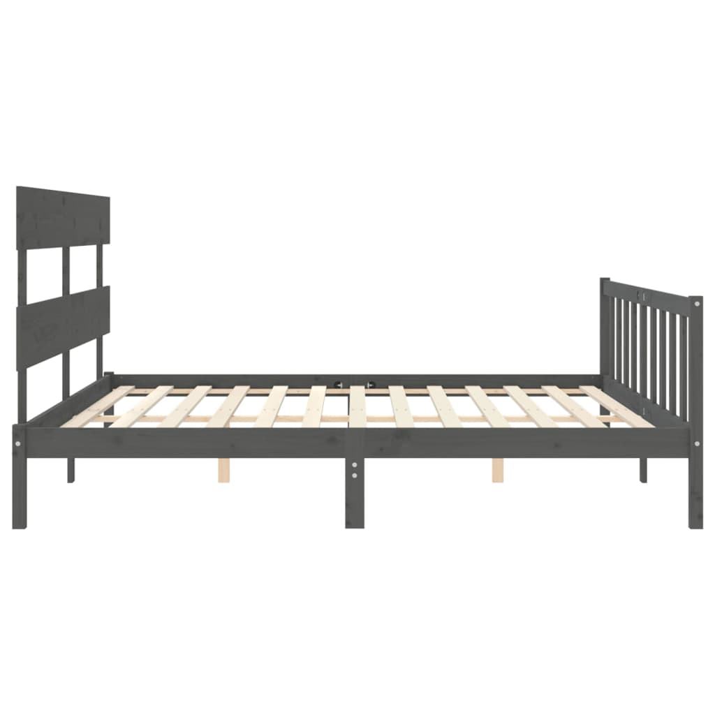 vidaXL Estructura de cama con cabecero madera maciza gris 200x200 cm