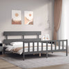 vidaXL Estructura de cama con cabecero madera maciza gris 200x200 cm