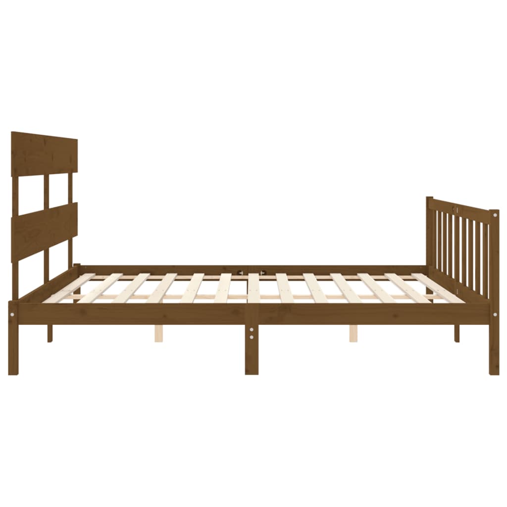 vidaXL Estructura cama y cabecero madera maciza marrón miel 200x200 cm