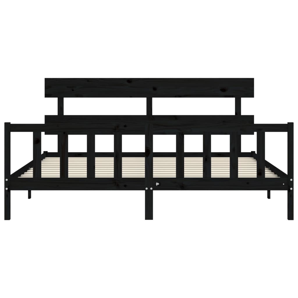 vidaXL Estructura de cama con cabecero madera maciza negro 200x200 cm