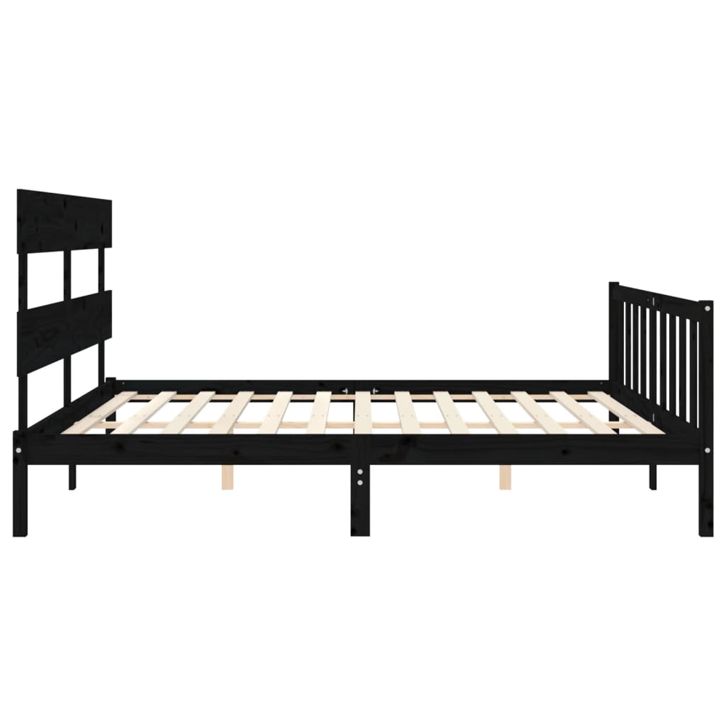 vidaXL Estructura de cama con cabecero madera maciza negro 200x200 cm