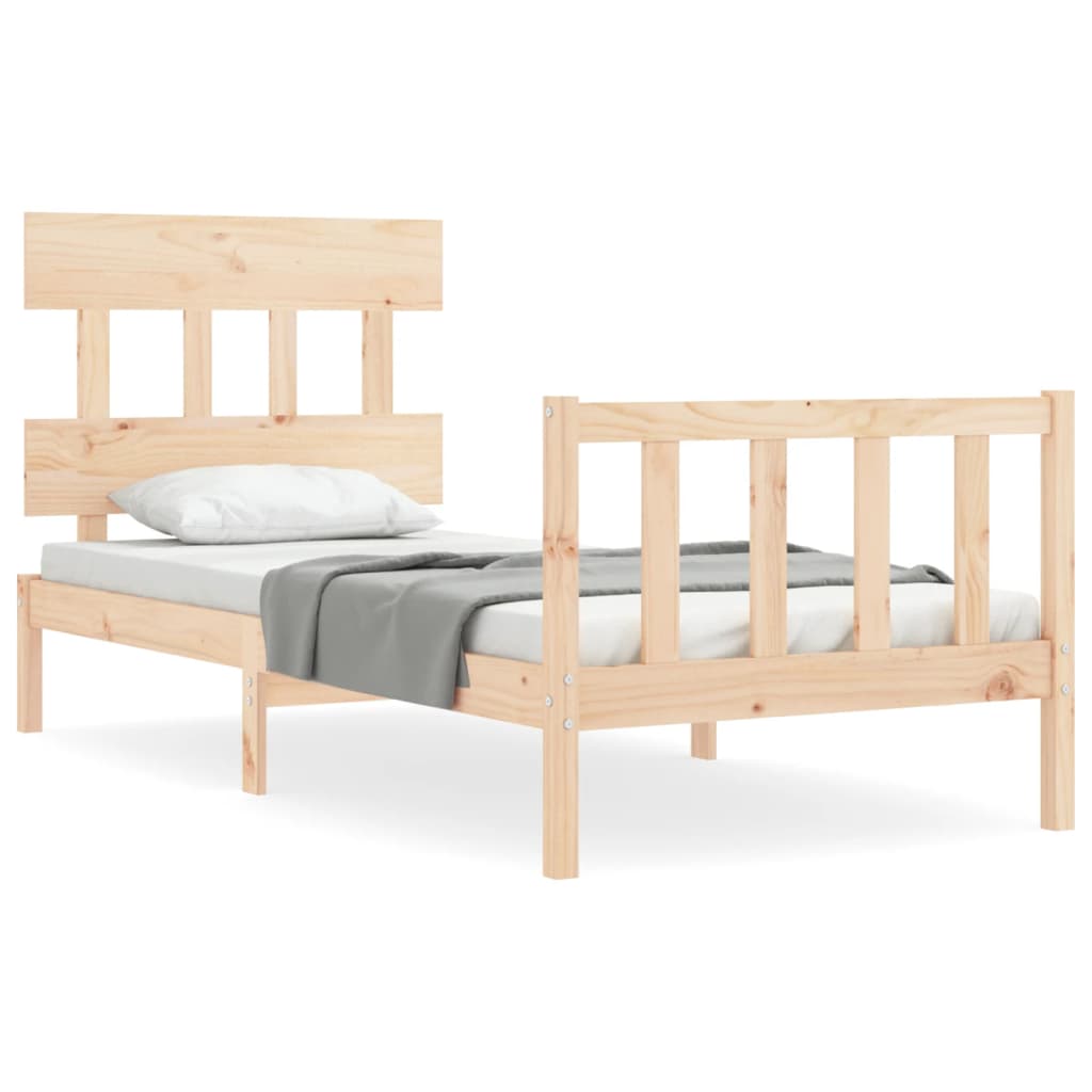 vidaXL Estructura de cama con cabecero madera maciza