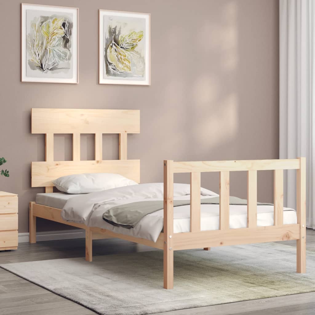 vidaXL Estructura de cama con cabecero madera maciza