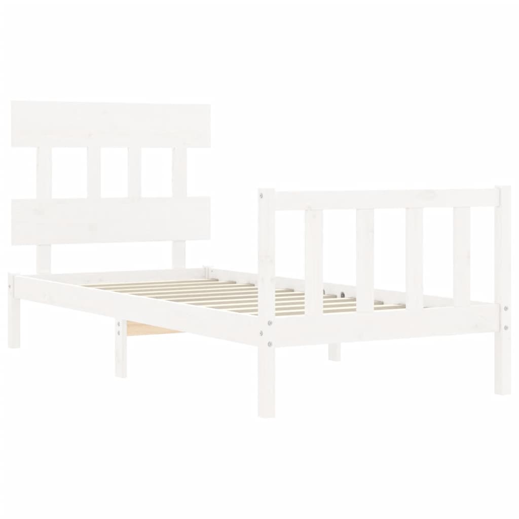 vidaXL Estructura de cama con cabecero madera maciza blanco