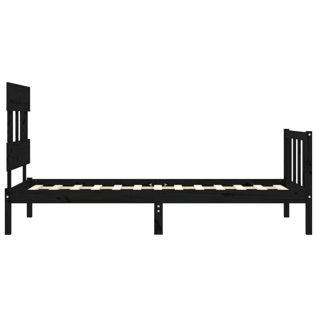 vidaXL Estructura de cama con cabecero madera maciza negro