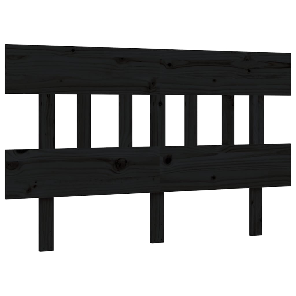 vidaXL Estructura de cama con cabecero madera maciza negro 140x190 cm