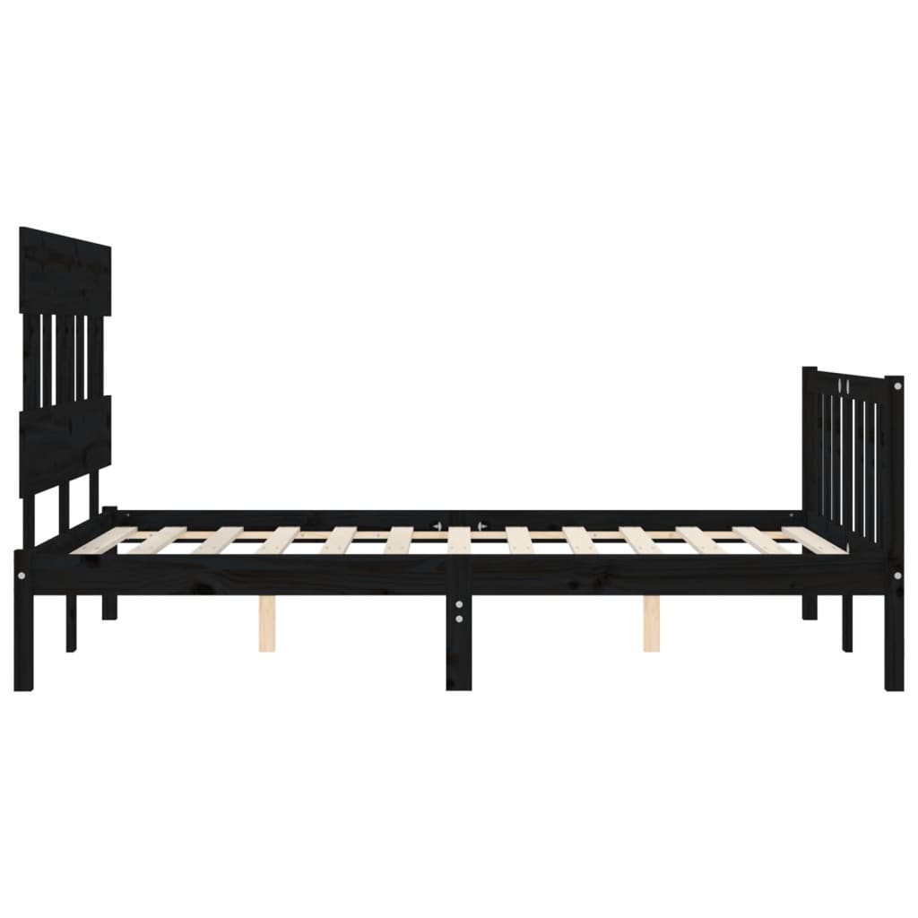 vidaXL Estructura de cama con cabecero madera maciza negro 120x200 cm