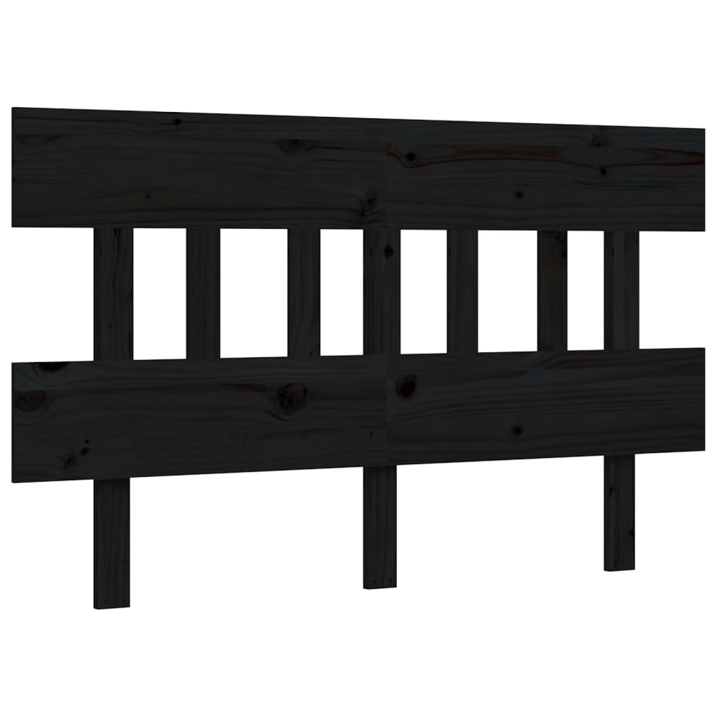 vidaXL Estructura de cama con cabecero madera maciza negro 120x200 cm