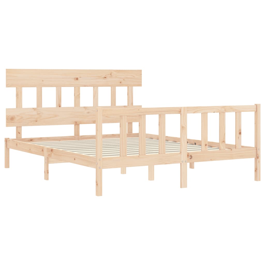 vidaXL Estructura de cama de matrimonio con cabecero madera maciza