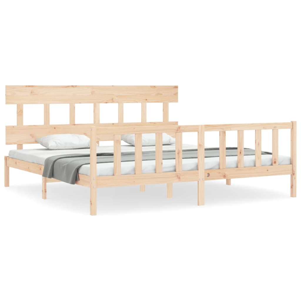 vidaXL Estructura de cama de matrimonio con cabecero madera maciza