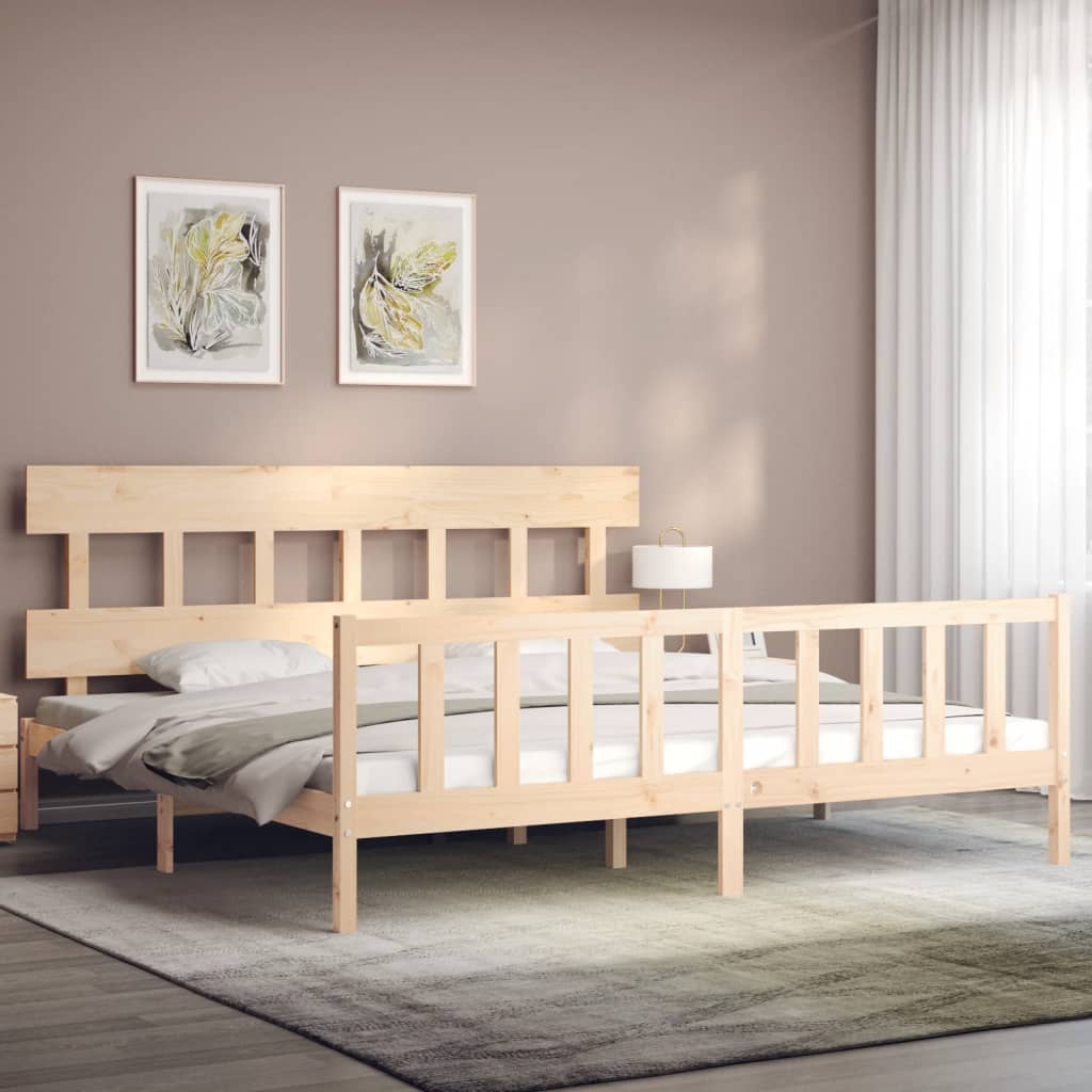 vidaXL Estructura de cama de matrimonio con cabecero madera maciza