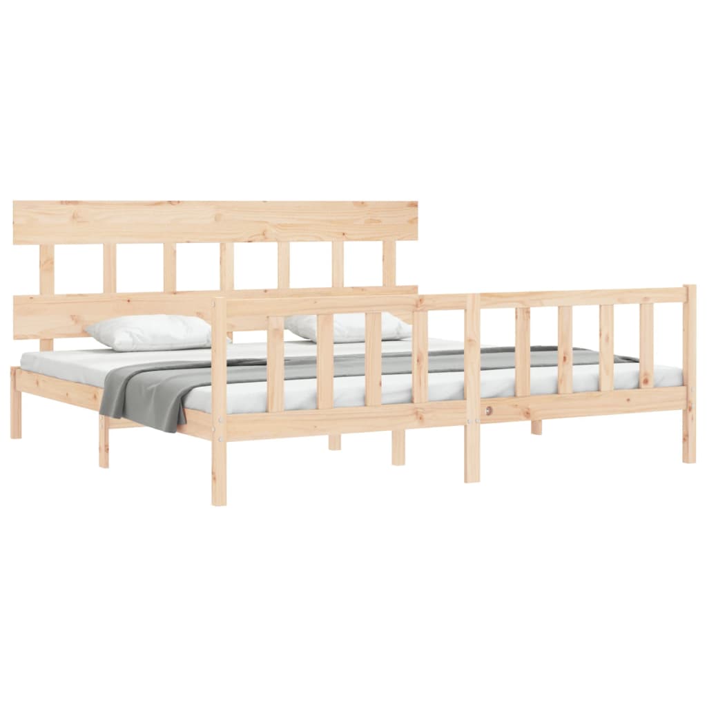 vidaXL Estructura de cama de matrimonio con cabecero madera maciza