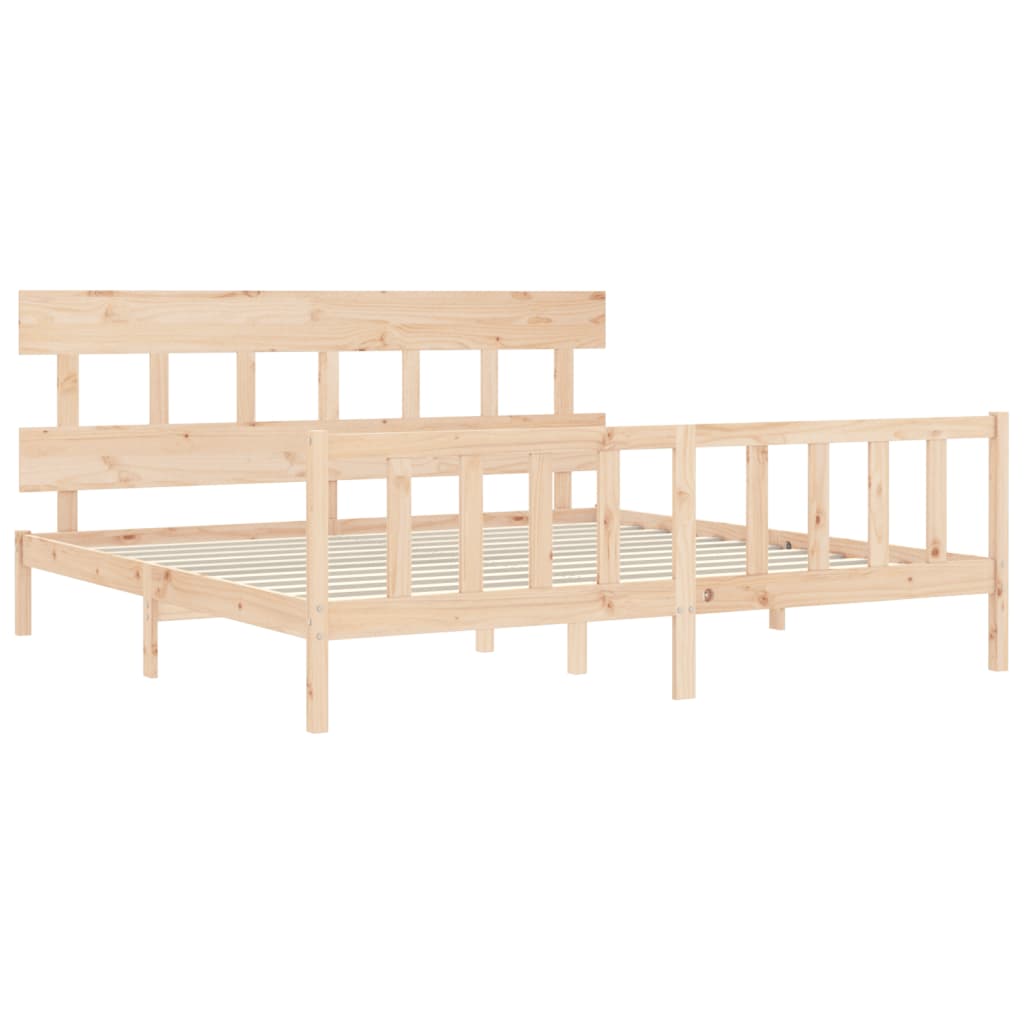 vidaXL Estructura de cama de matrimonio con cabecero madera maciza