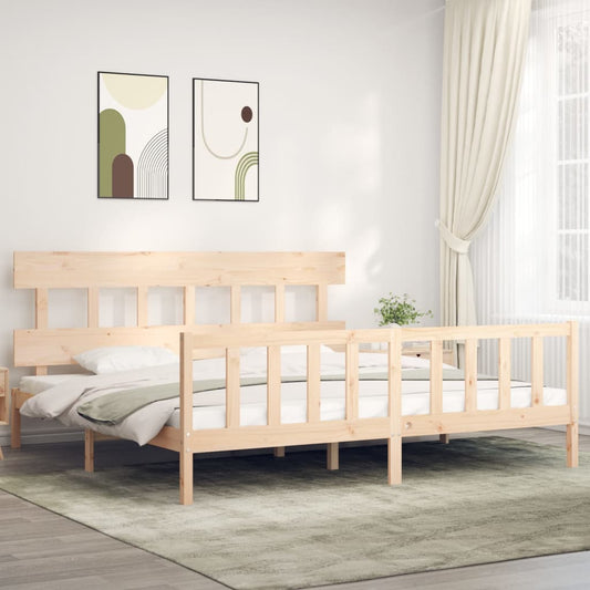 vidaXL Estructura de cama de matrimonio con cabecero madera maciza