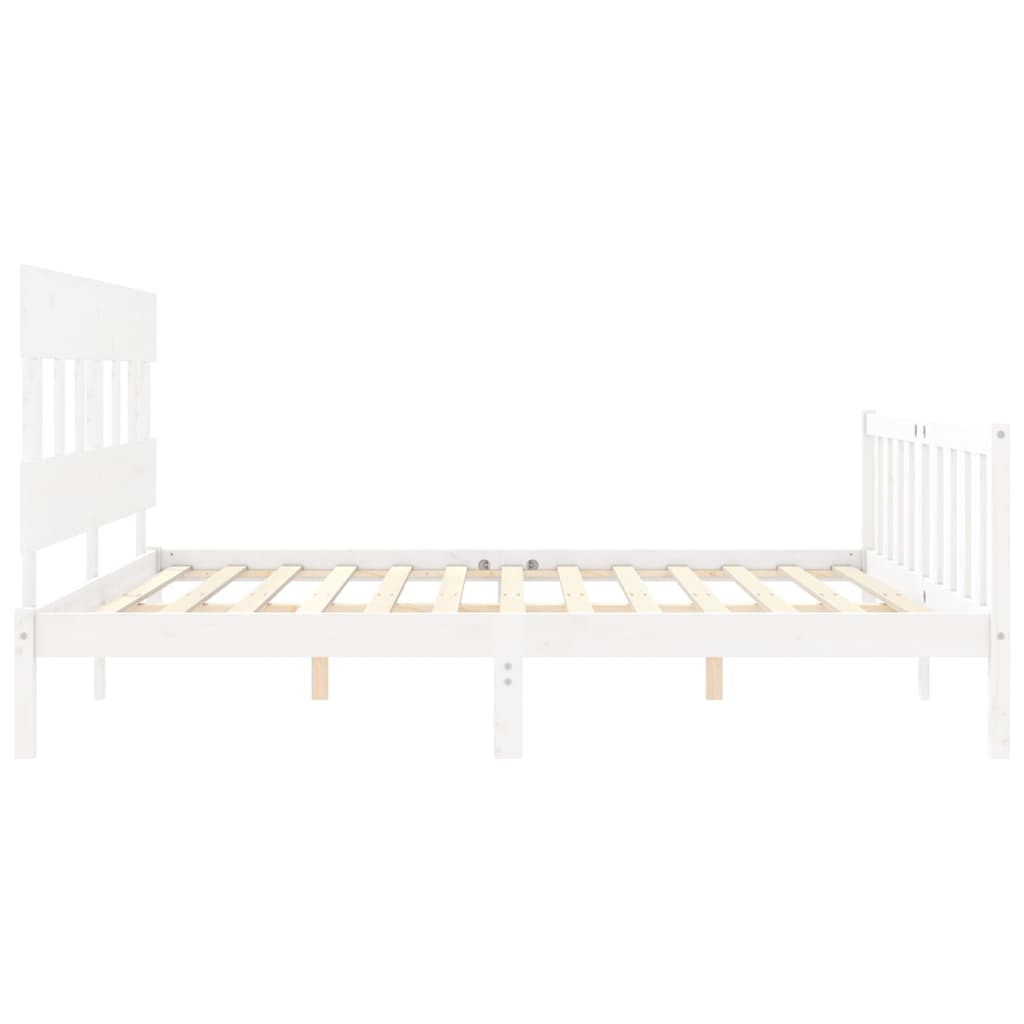 vidaXL Estructura cama de matrimonio con cabecero madera maciza blanco