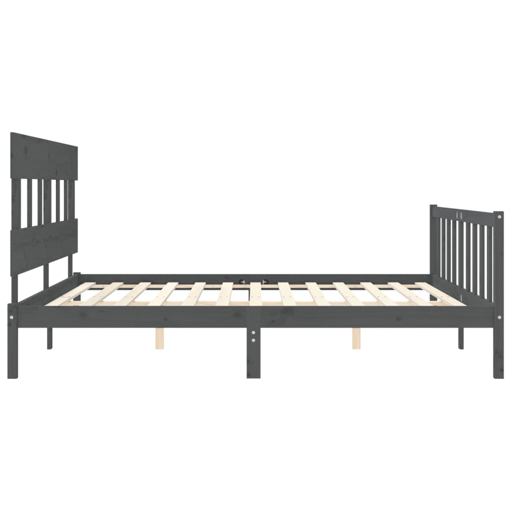 vidaXL Estructura de cama con cabecero madera maciza gris 200x200cm