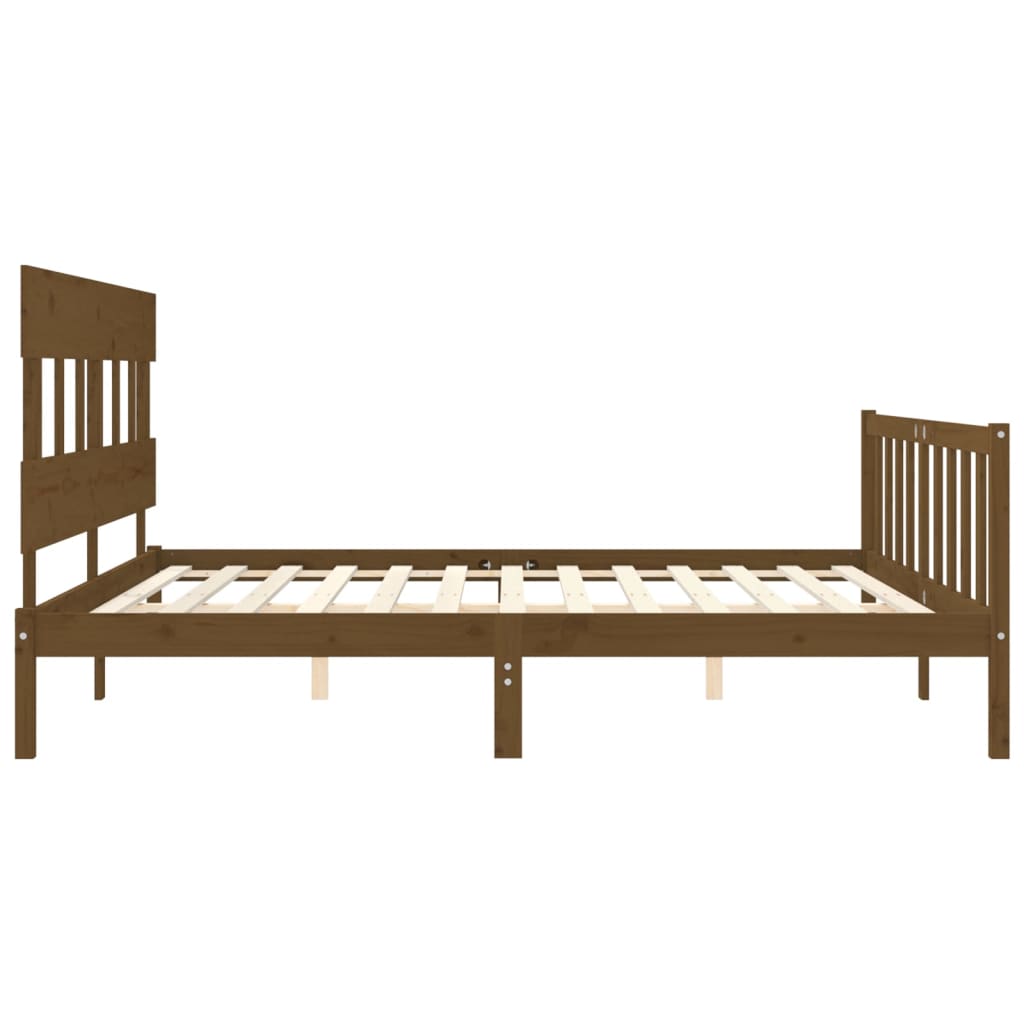 vidaXL Estructura cama y cabecero madera maciza marrón miel 200x200 cm