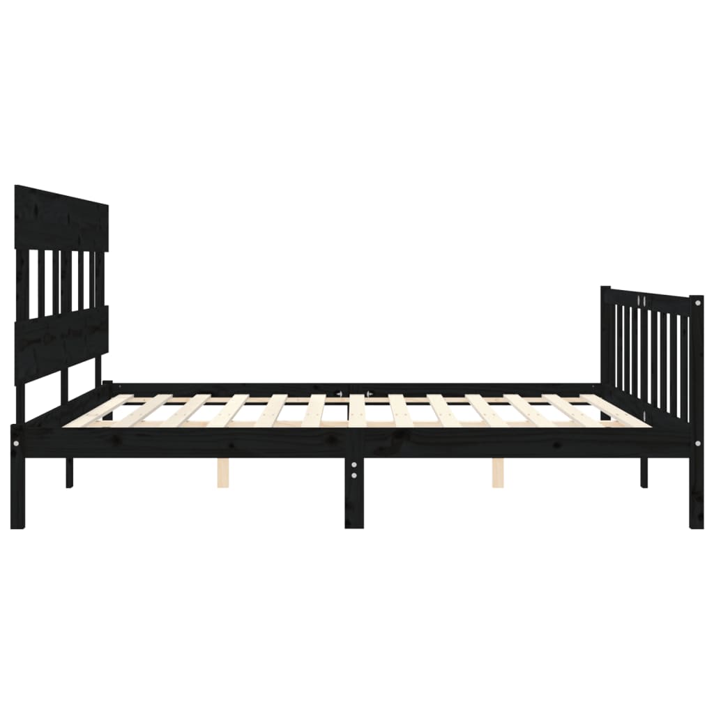 vidaXL Estructura de cama con cabecero madera maciza negro 200x200 cm