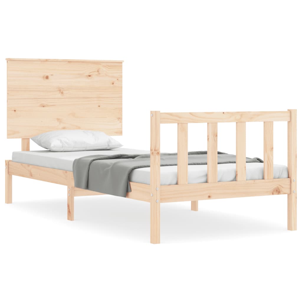 vidaXL Estructura de cama individual con cabecero madera maciza