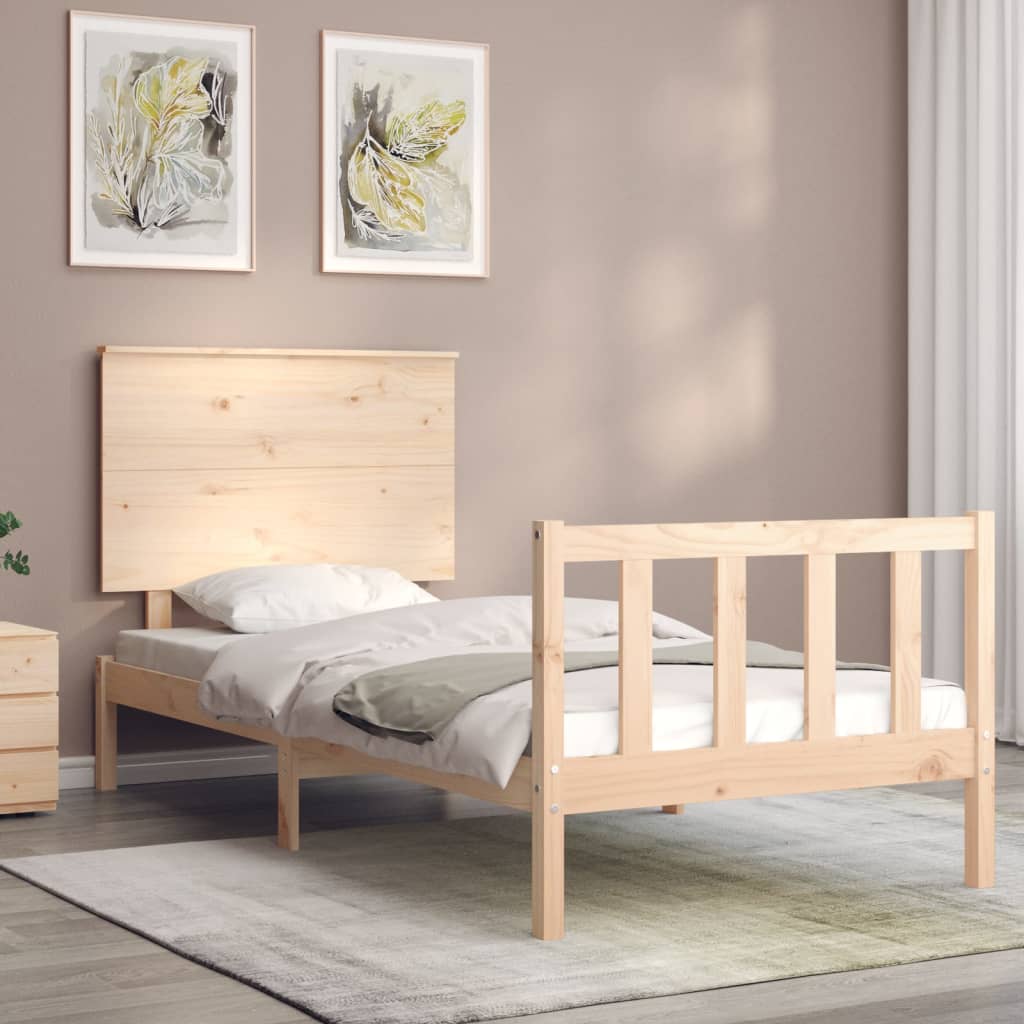 vidaXL Estructura de cama individual con cabecero madera maciza