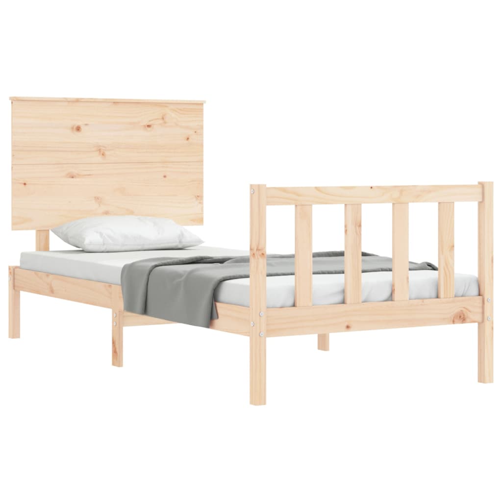 vidaXL Estructura de cama individual con cabecero madera maciza