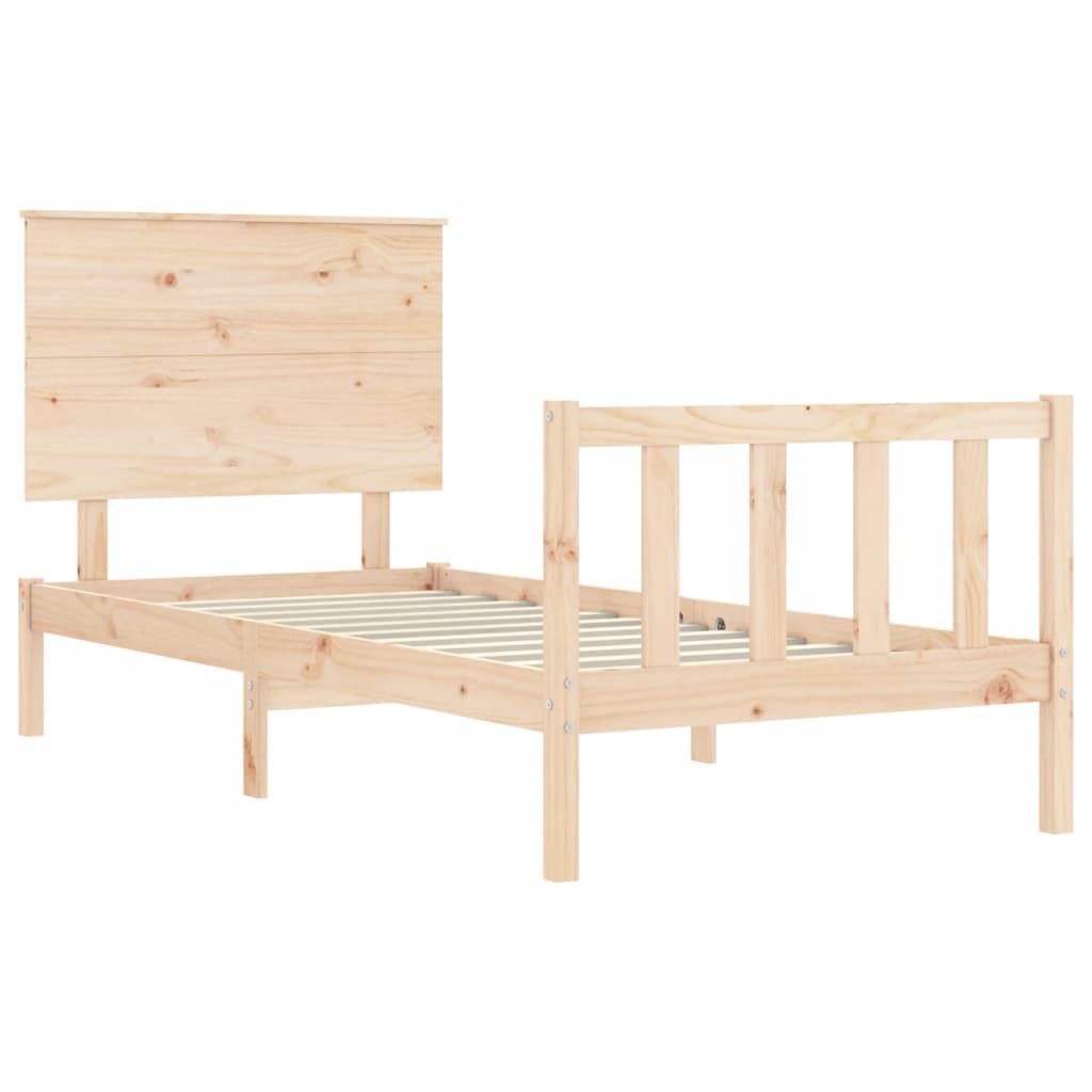 vidaXL Estructura de cama individual con cabecero madera maciza