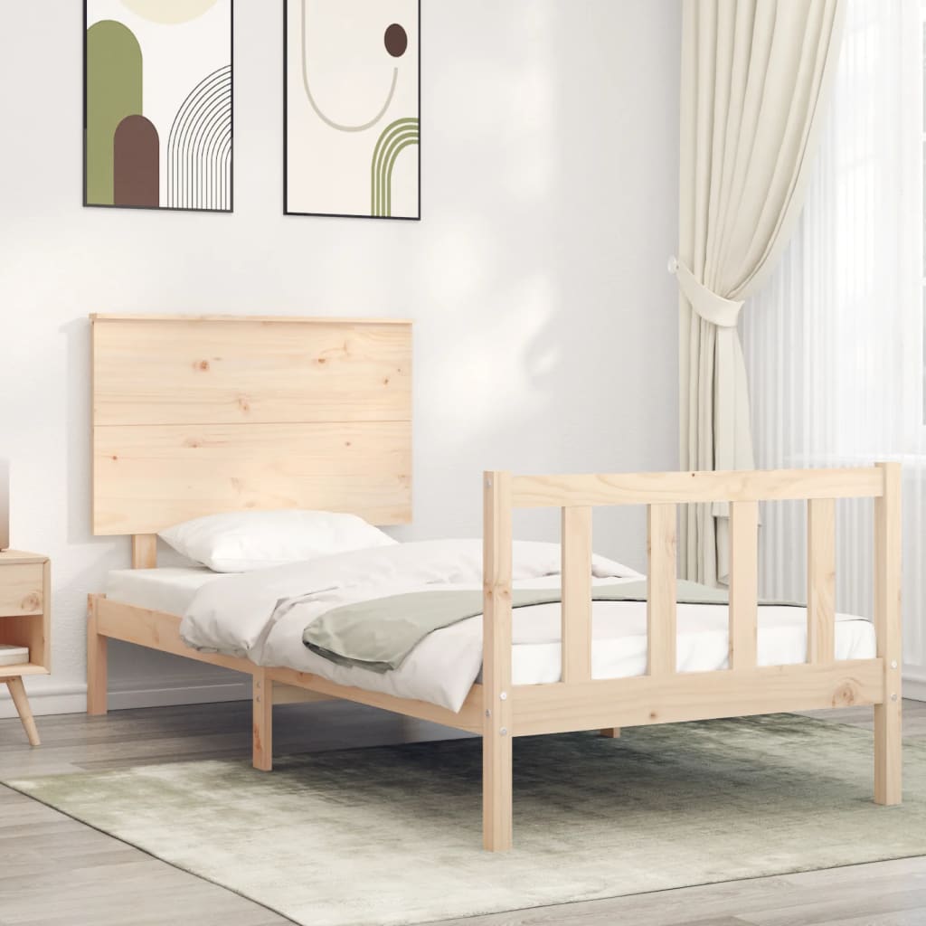 vidaXL Estructura de cama individual con cabecero madera maciza