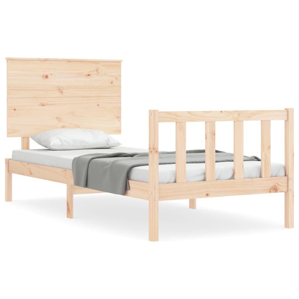 vidaXL Estructura de cama con cabecero madera maciza