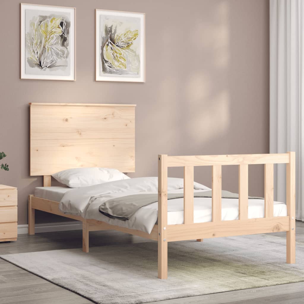 vidaXL Estructura de cama con cabecero madera maciza