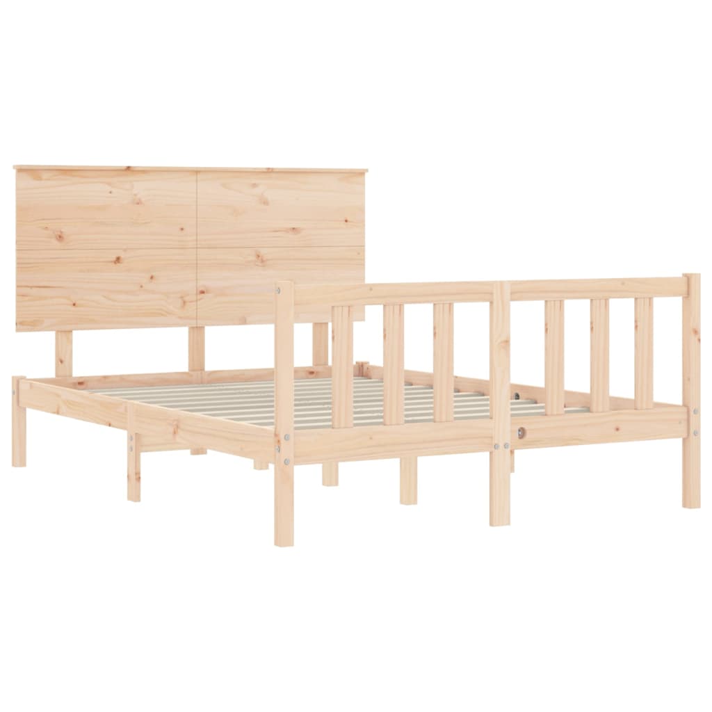 vidaXL Estructura de cama de matrimonio con cabecero madera maciza