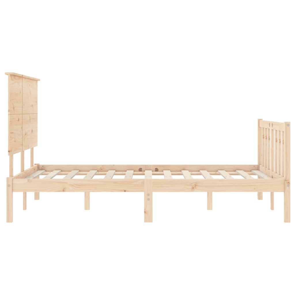 vidaXL Estructura de cama de matrimonio con cabecero madera maciza