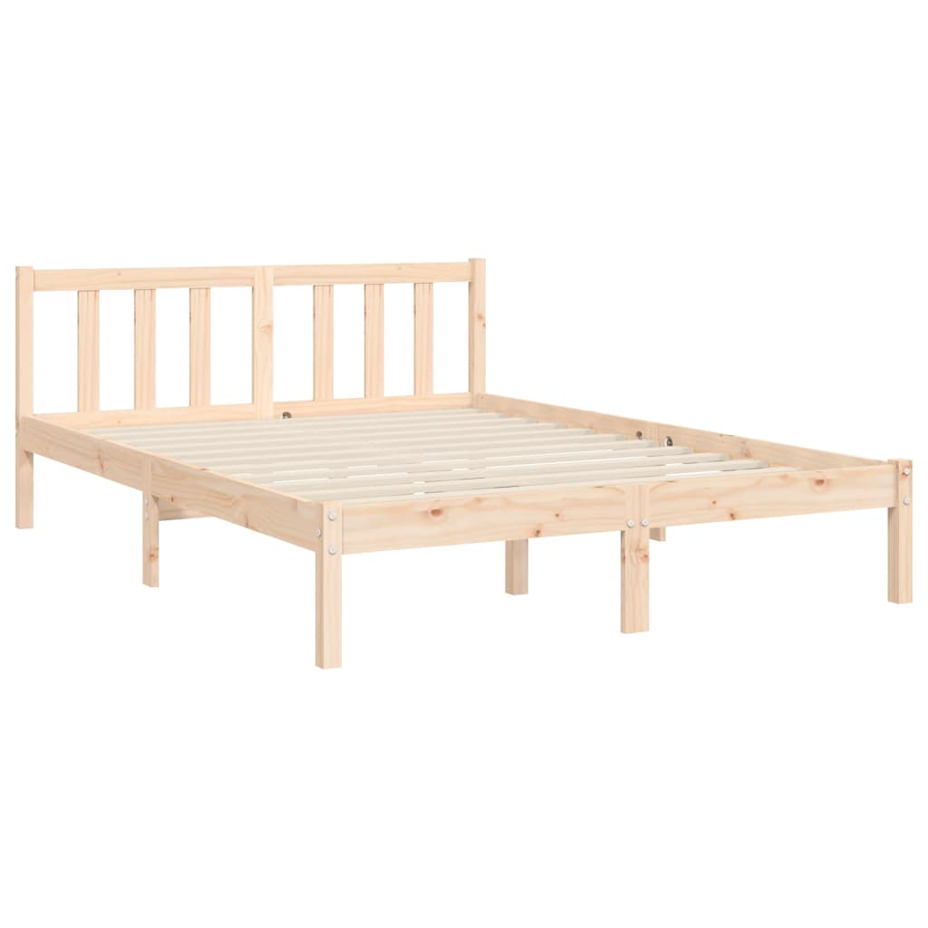 vidaXL Estructura de cama de matrimonio con cabecero madera maciza