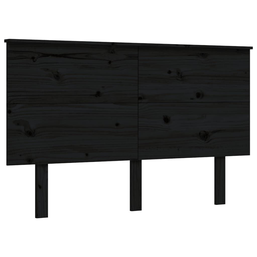 vidaXL Estructura de cama con cabecero madera maciza negro 140x190 cm