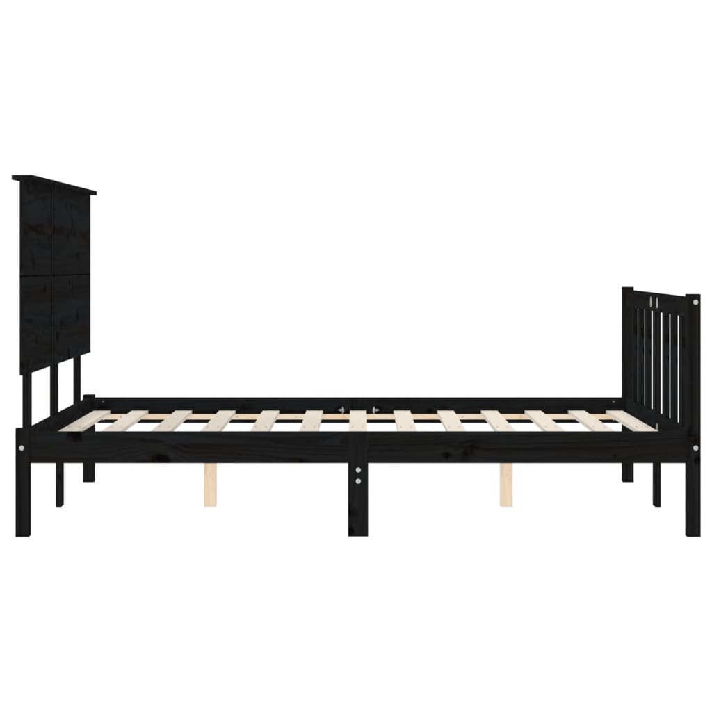 vidaXL Estructura de cama con cabecero madera maciza negro 120x200 cm