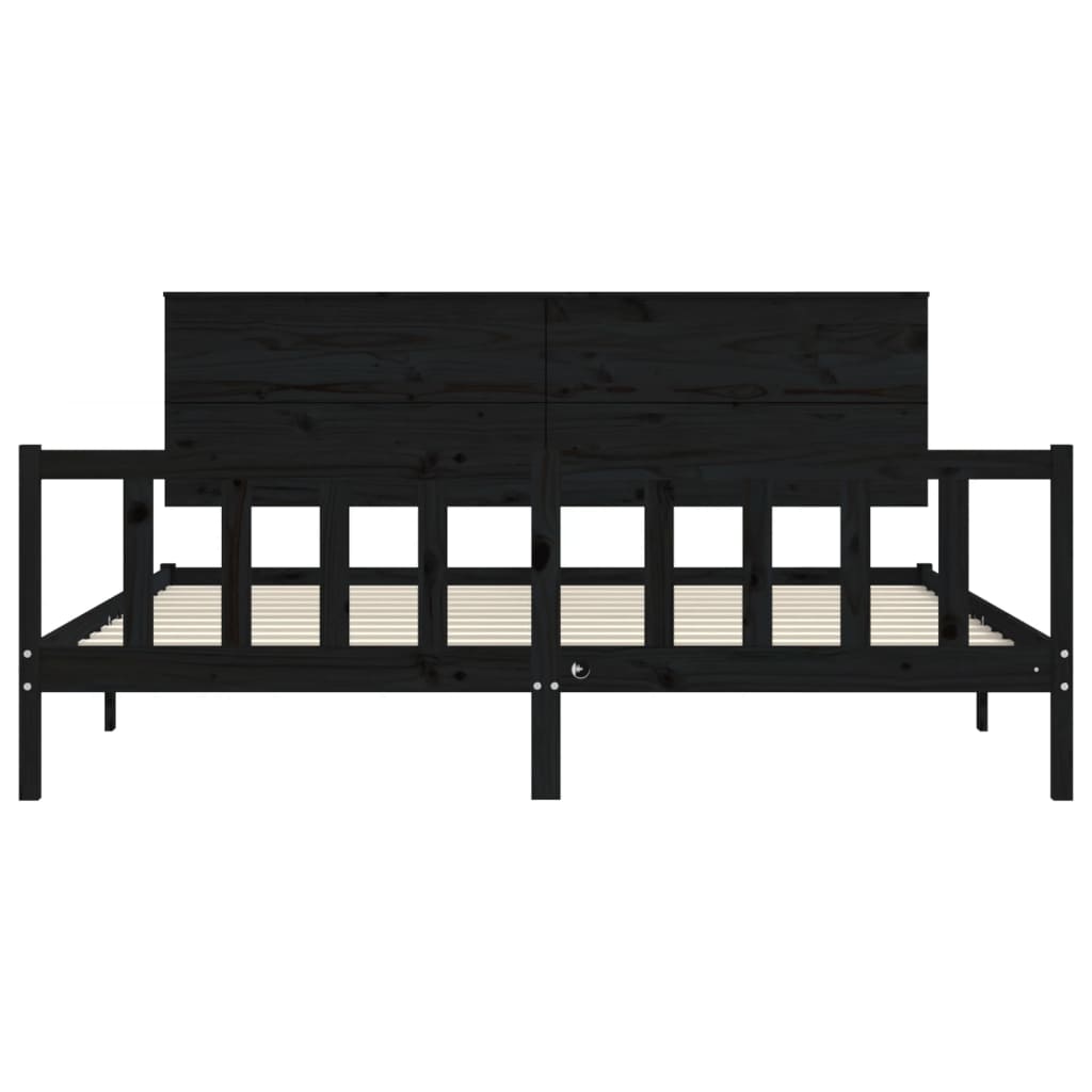 vidaXL Estructura de cama con cabecero madera maciza negro 200x200 cm