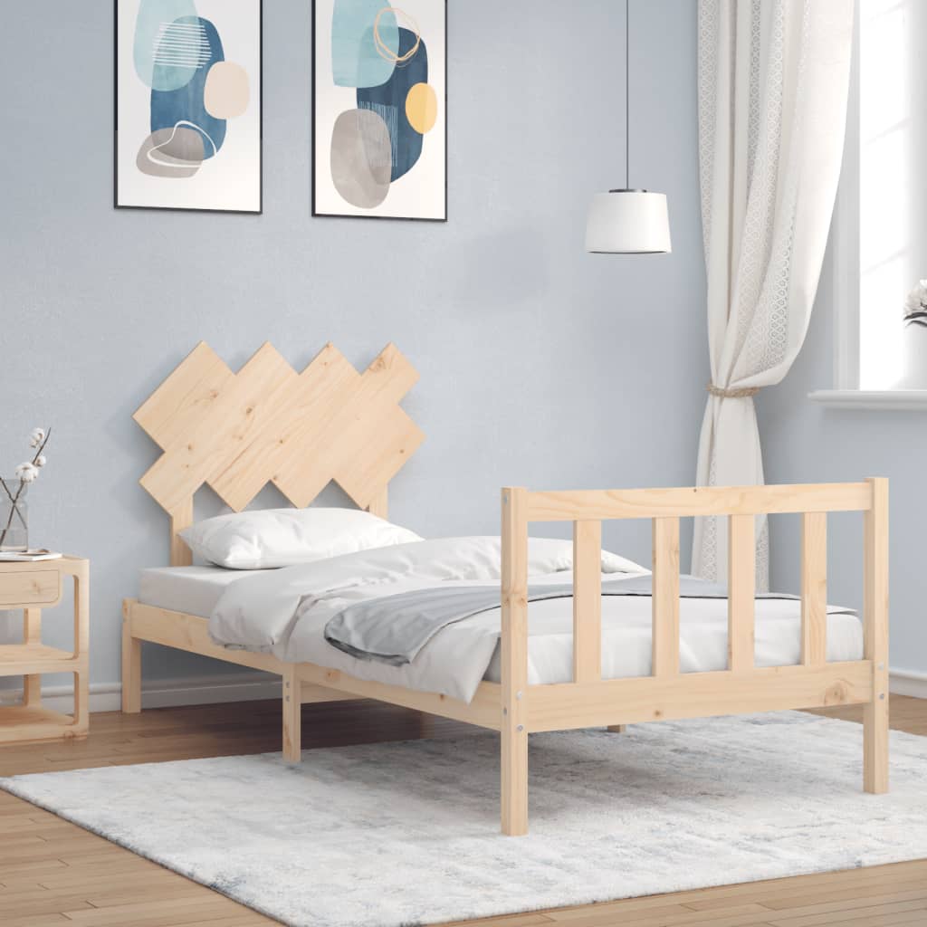 vidaXL Estructura de cama con cabecero madera maciza