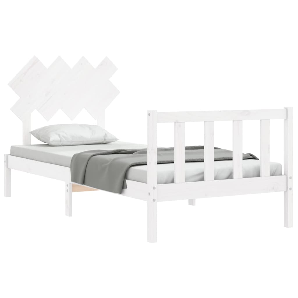 vidaXL Estructura de cama con cabecero madera maciza blanco