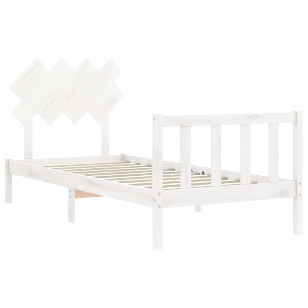 vidaXL Estructura de cama con cabecero madera maciza blanco