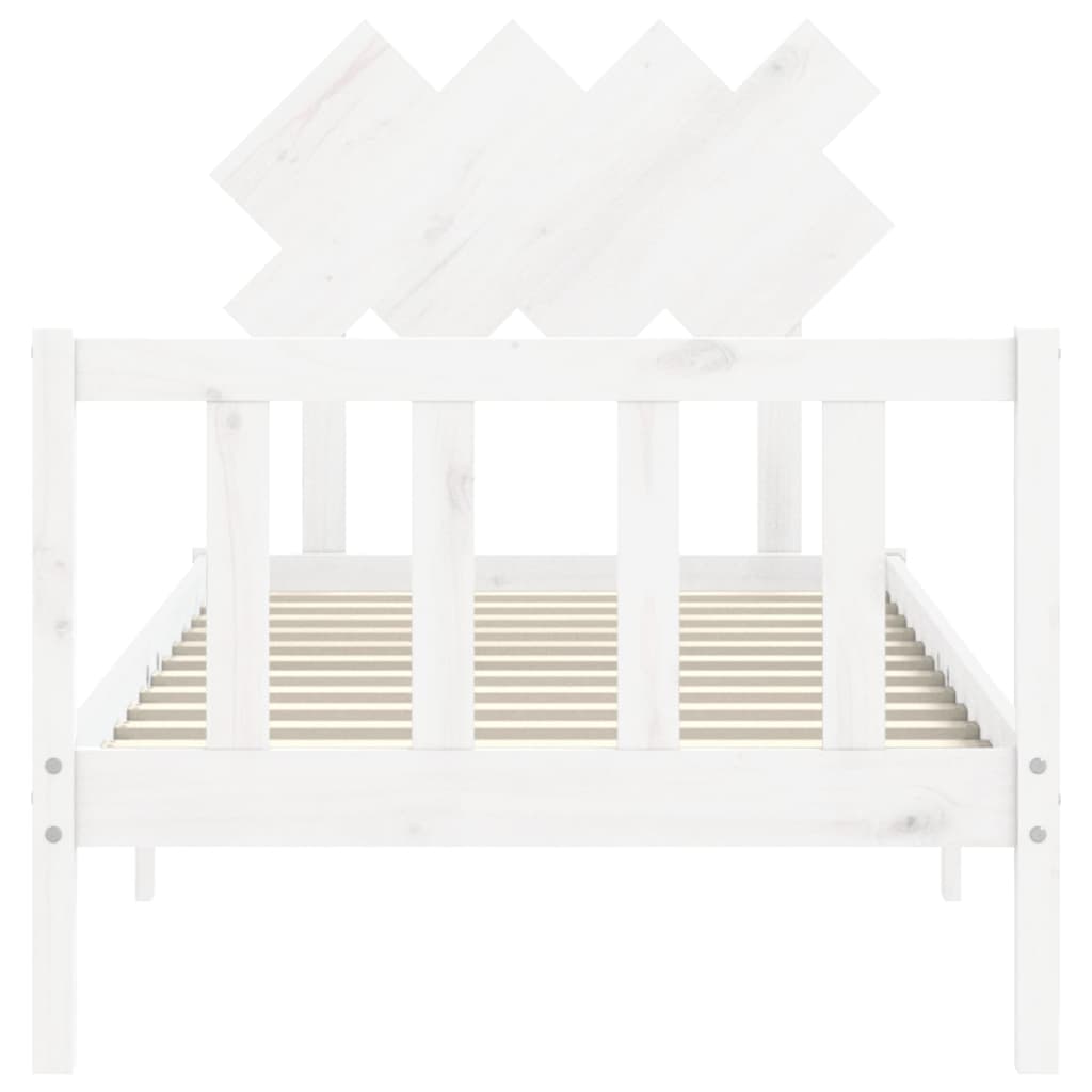 vidaXL Estructura de cama con cabecero madera maciza blanco