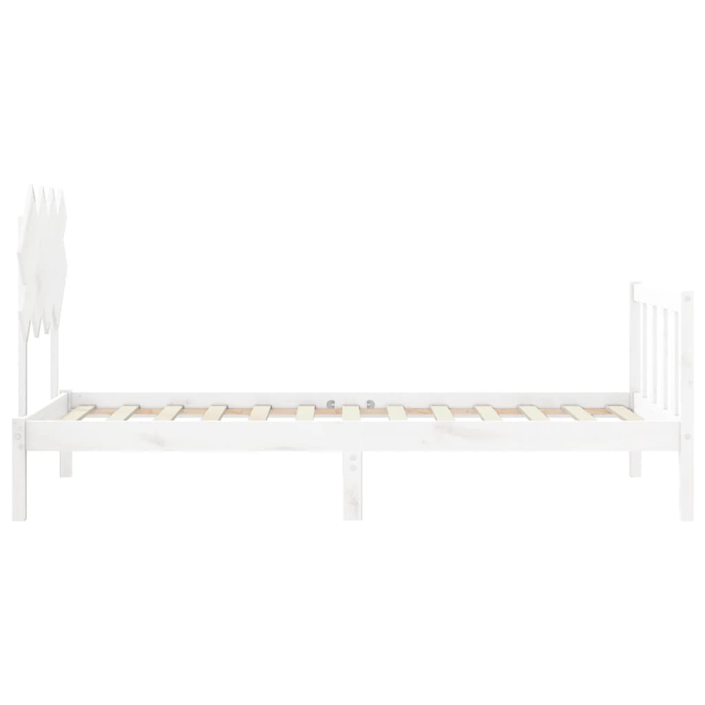 vidaXL Estructura de cama con cabecero madera maciza blanco