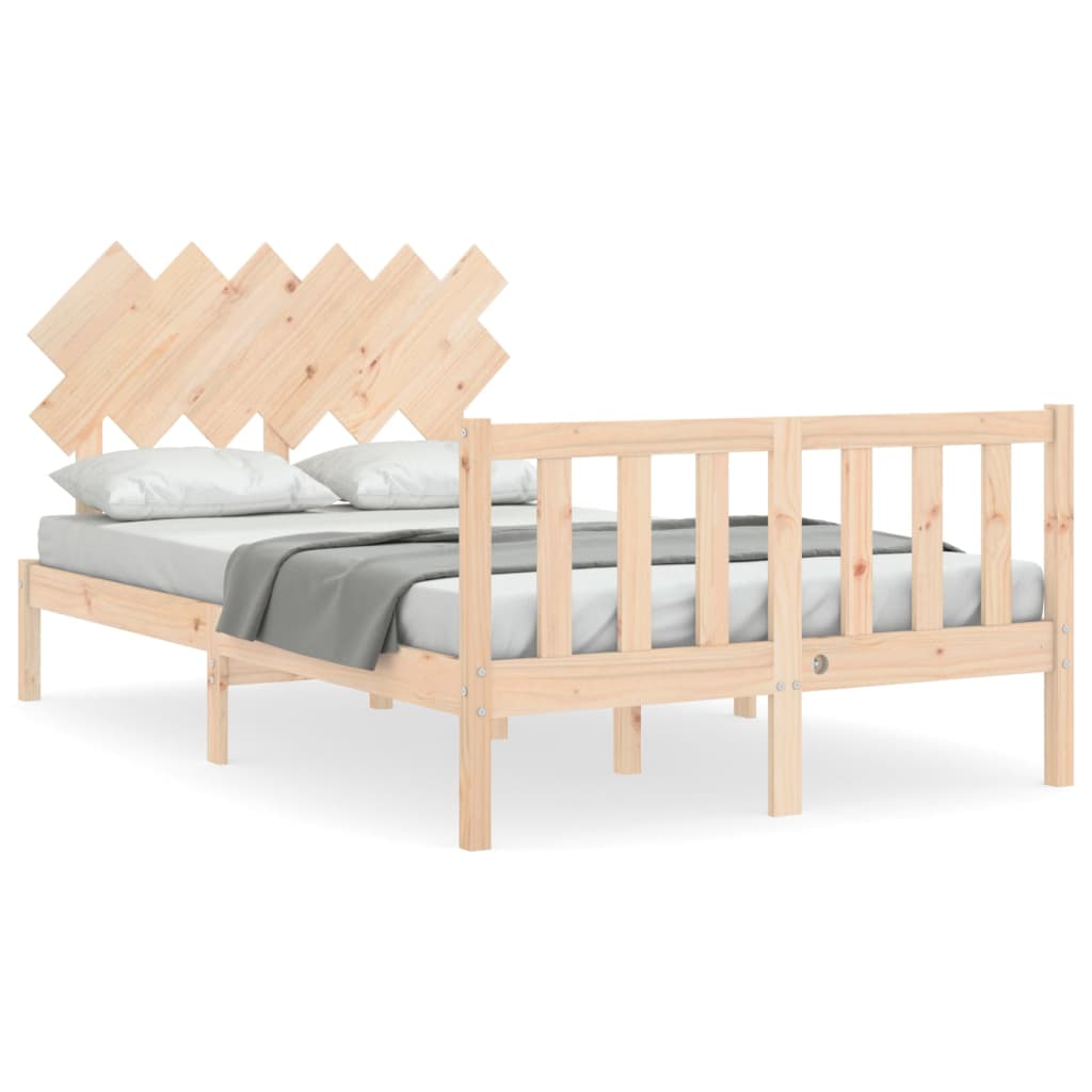 vidaXL Estructura de cama de matrimonio con cabecero madera maciza