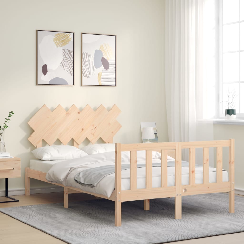 vidaXL Estructura de cama de matrimonio con cabecero madera maciza